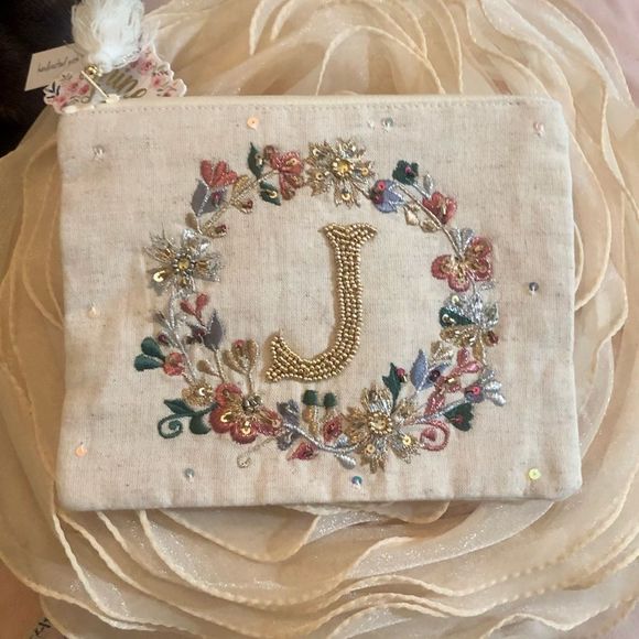 Boutique Vintage Boho Glamour Sequin Embroidered Monogrammed Bag with J,… - Picture 9 of 9